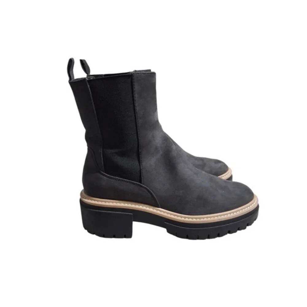 Open Edit Chunky Platform‎ Mya Lug Sole Women's Size 7.5 Chelsea Suede Boots